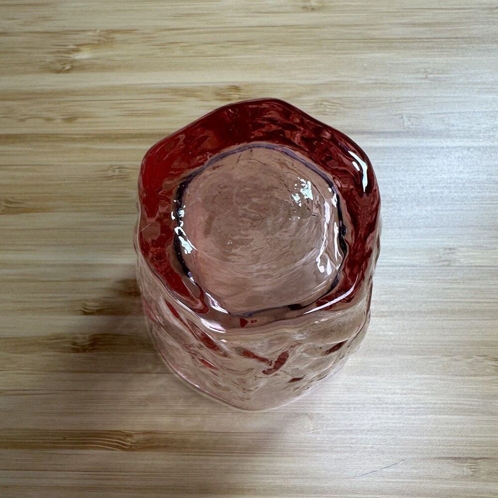 Vintage Morgantown Seneca Driftwood Crinkle Pink 6oz Lowball Glasses 4 pcs MCM - Picture 4 of 8